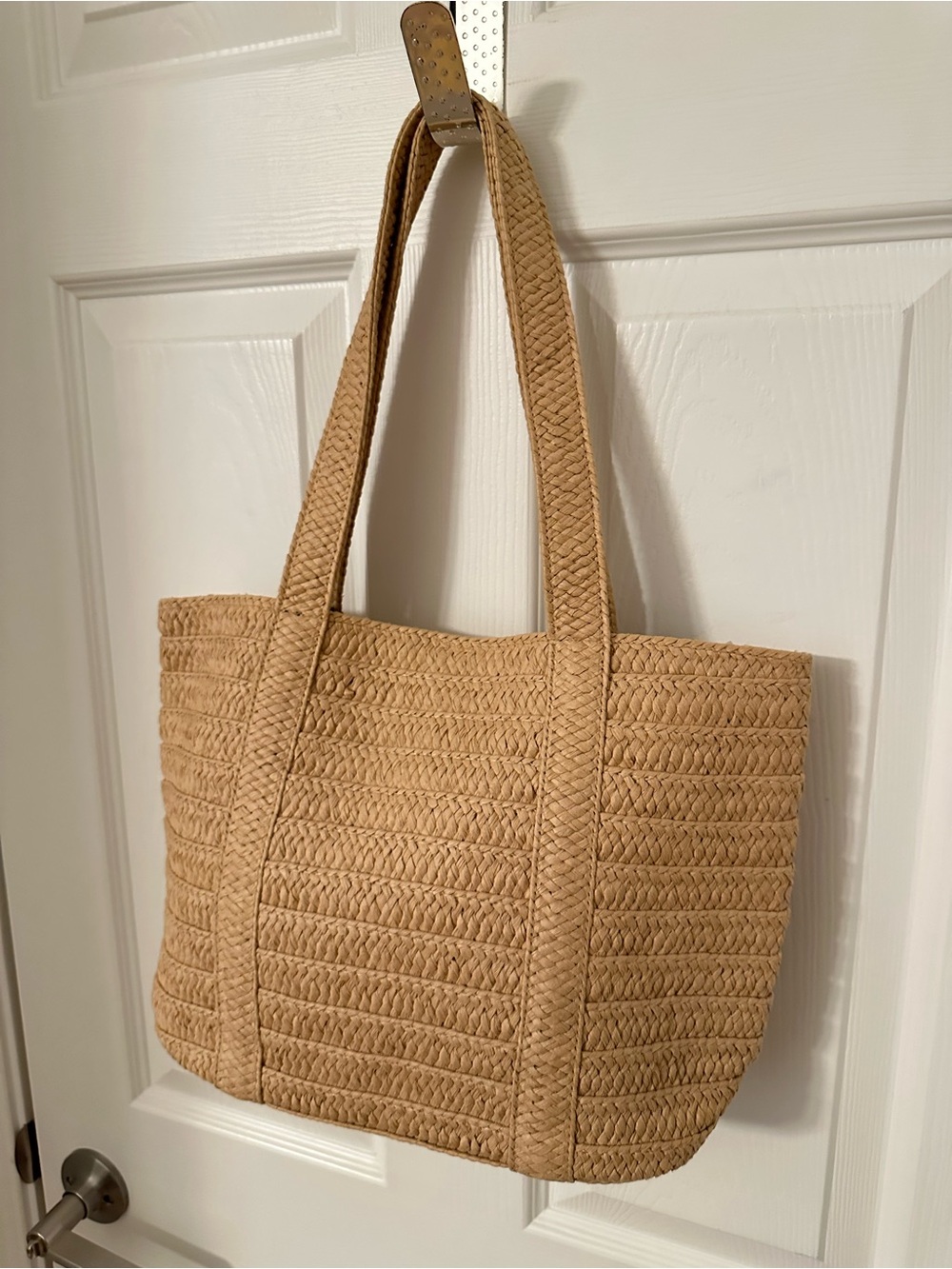 Draper James Tan/Beige Woven Straw Summer Tote Bag - Picture 2 of 12